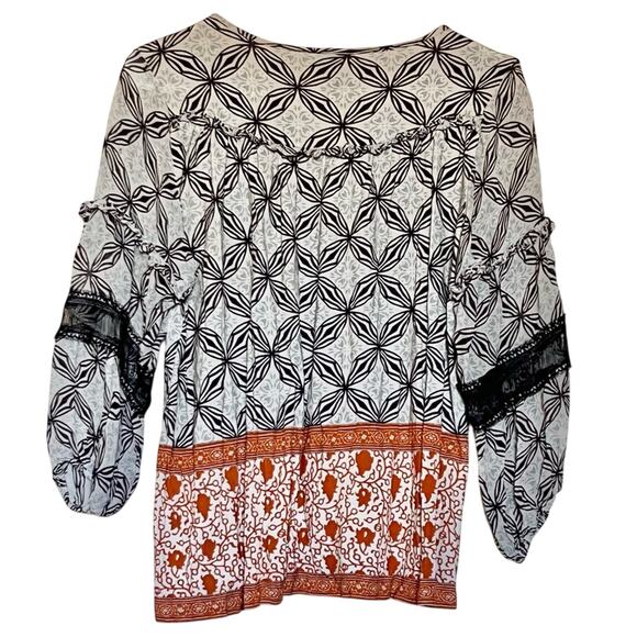 Anthropologie Embroidered Floral Semi Sheer Multicolor Blouse Small - Picture 6 of 15